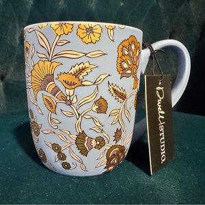 Dwell Studios Rich Periwinkle Floral Design soft touch mug